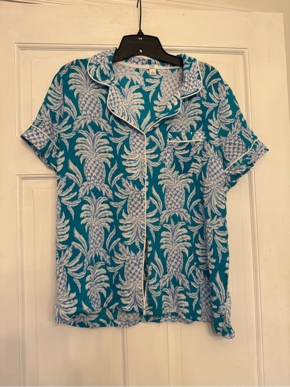 crown & ivy Teal Pineapple-Print Short Sleeve Pajama Top and capri pants set